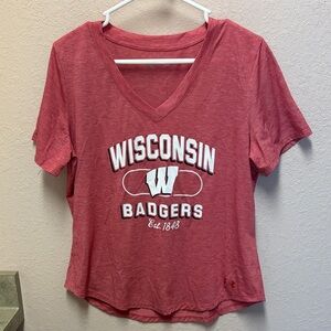 Under Armour Women's Red Wisconsin V-Neck Tee